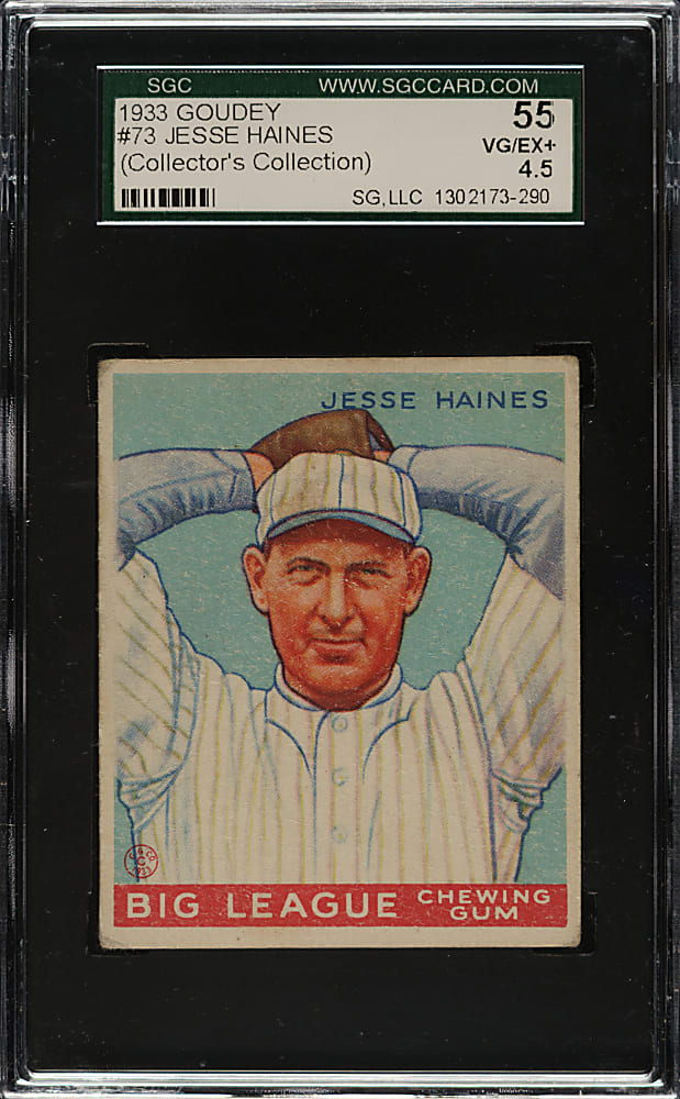 1933 R319 Goudey #73 Jesse Haines SGC VG/EX+ 55