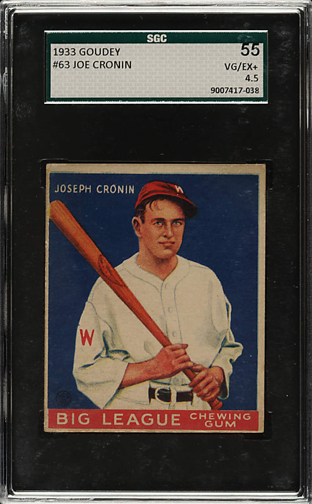 1933 R319 Goudey #63 Joe Cronin SGC VG/EX+ 55