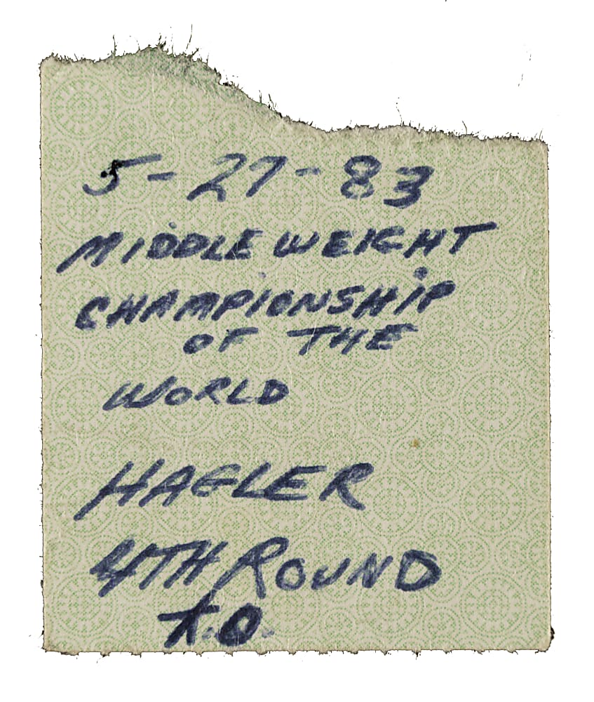 May 27, 1983 Marvin Hagler vs. Wilford Scypion Middleweight Championship Ticket Stub - Hagler Fourth Round Knockout