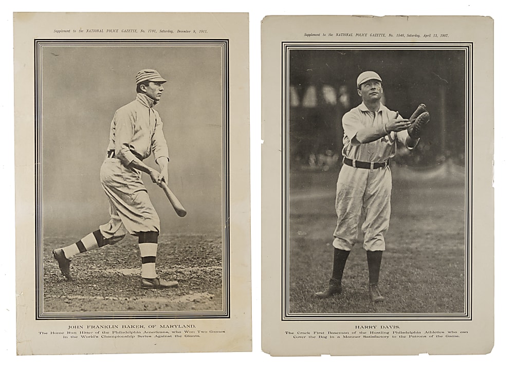 1907 and 1911 M128 Police Gazette Supplements Harry Davis and Frank "Home Run" Baker Pair