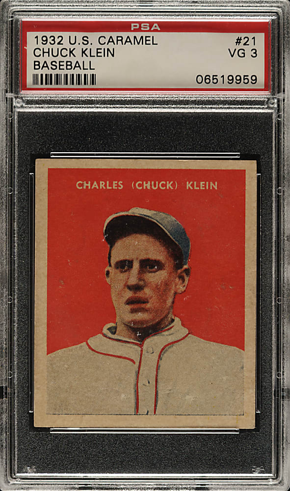 1932 R328 U.S. Caramel #21 Chuck Klein PSA VG 3