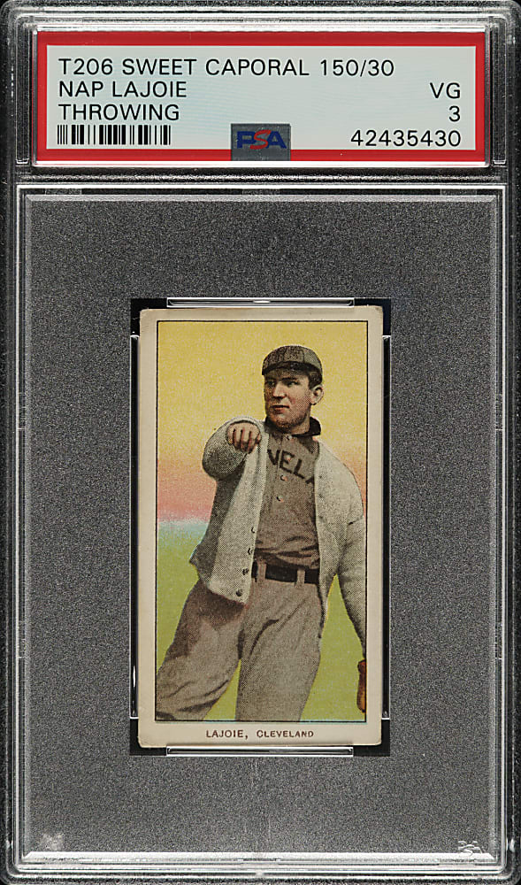 1909-1911 T206 White Border Nap Lajoie Throwing PSA VG 3