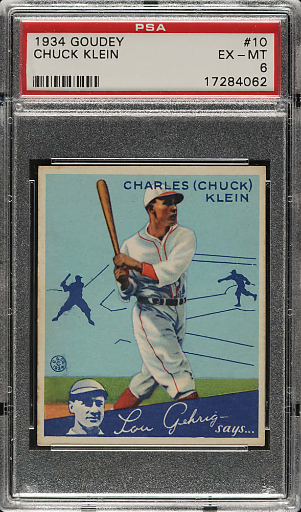 1934 R320 Goudey #10 Chuck Klein PSA EX-MT 6
