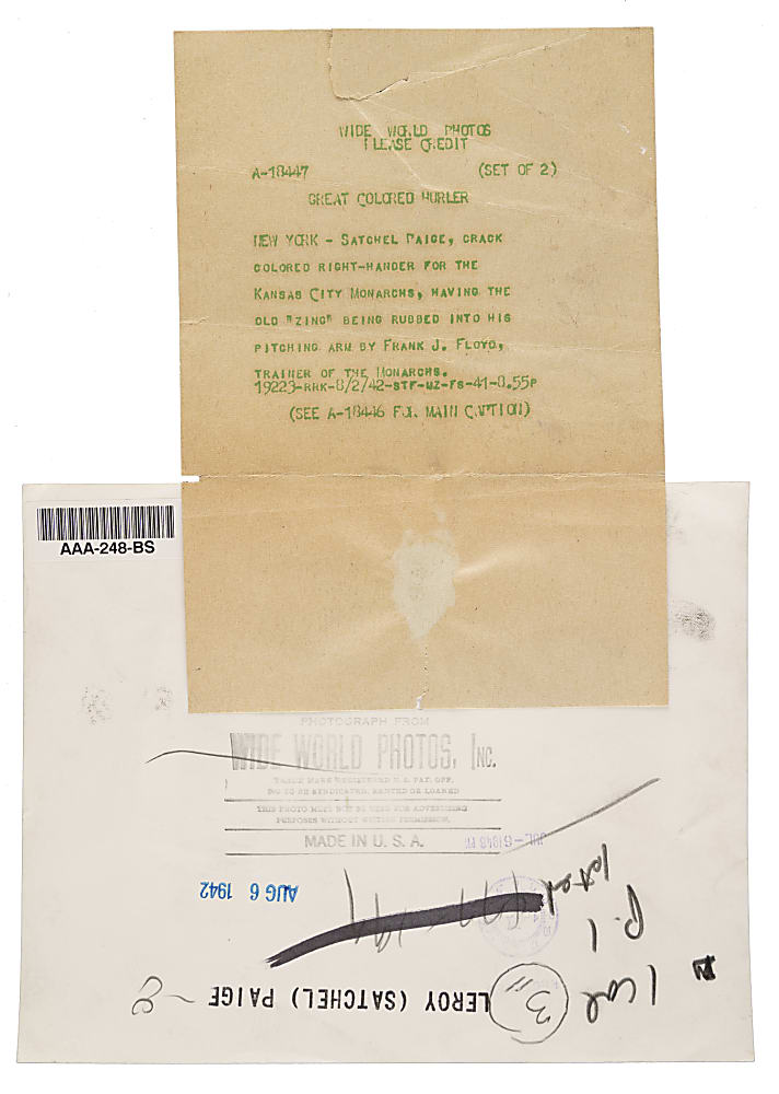1942 Satchel Paige Original World Wide Photos News Service Photograph PSA/DNA Type I