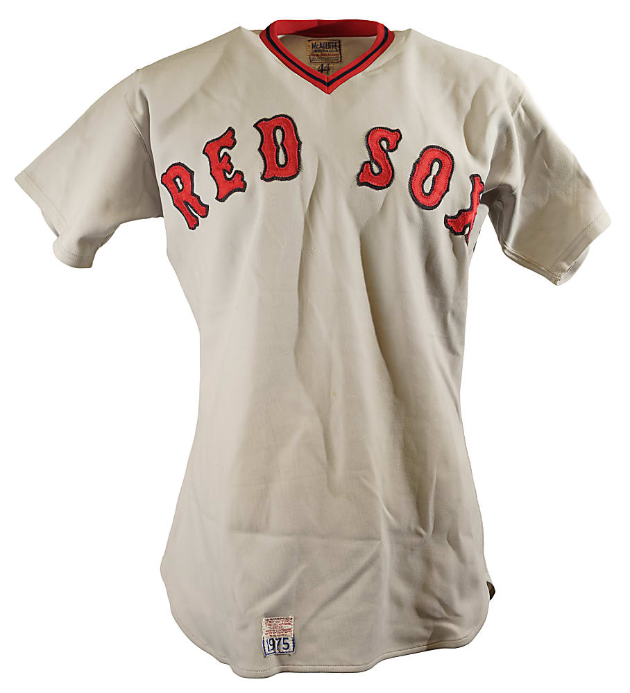 1975 to 1977 Boston Red Sox Game-Used Home and Road Jersey Collection (4) Including Blackwell, Drago, Heise, and Montgomery