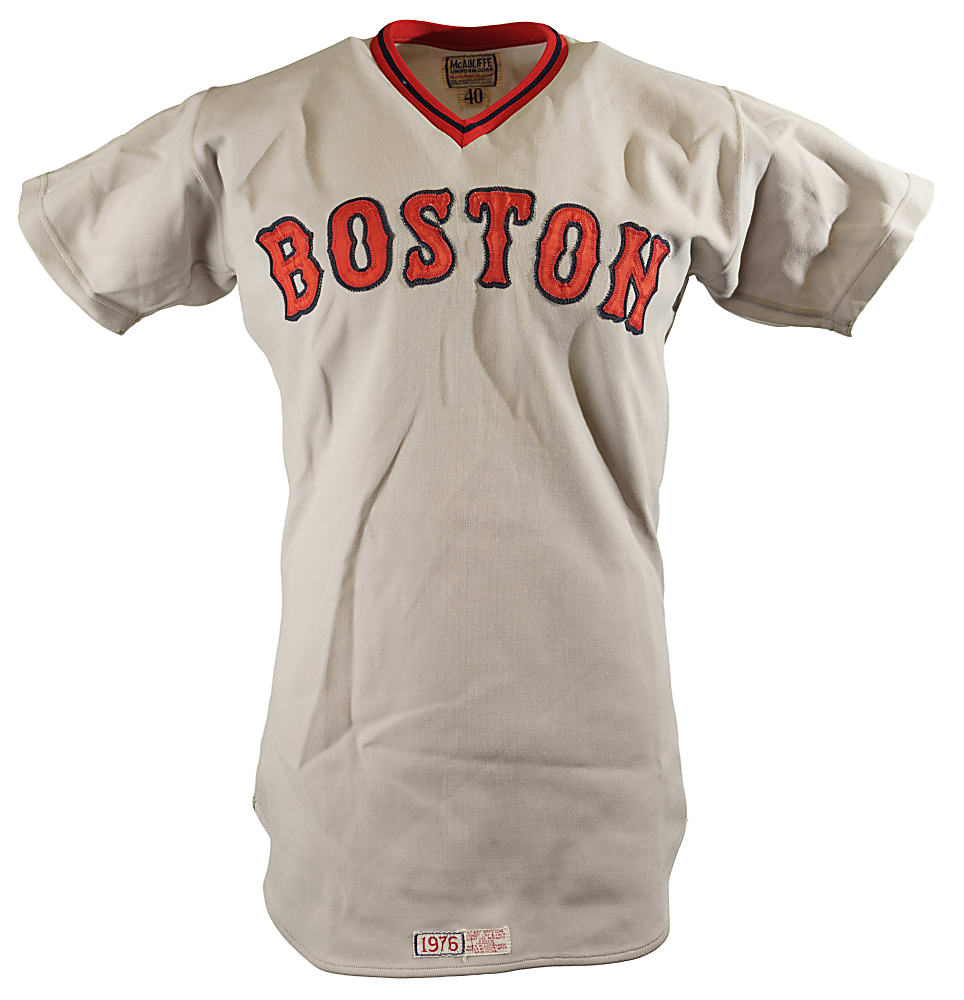 1975 to 1977 Boston Red Sox Game-Used Home and Road Jersey Collection (4) Including Blackwell, Drago, Heise, and Montgomery