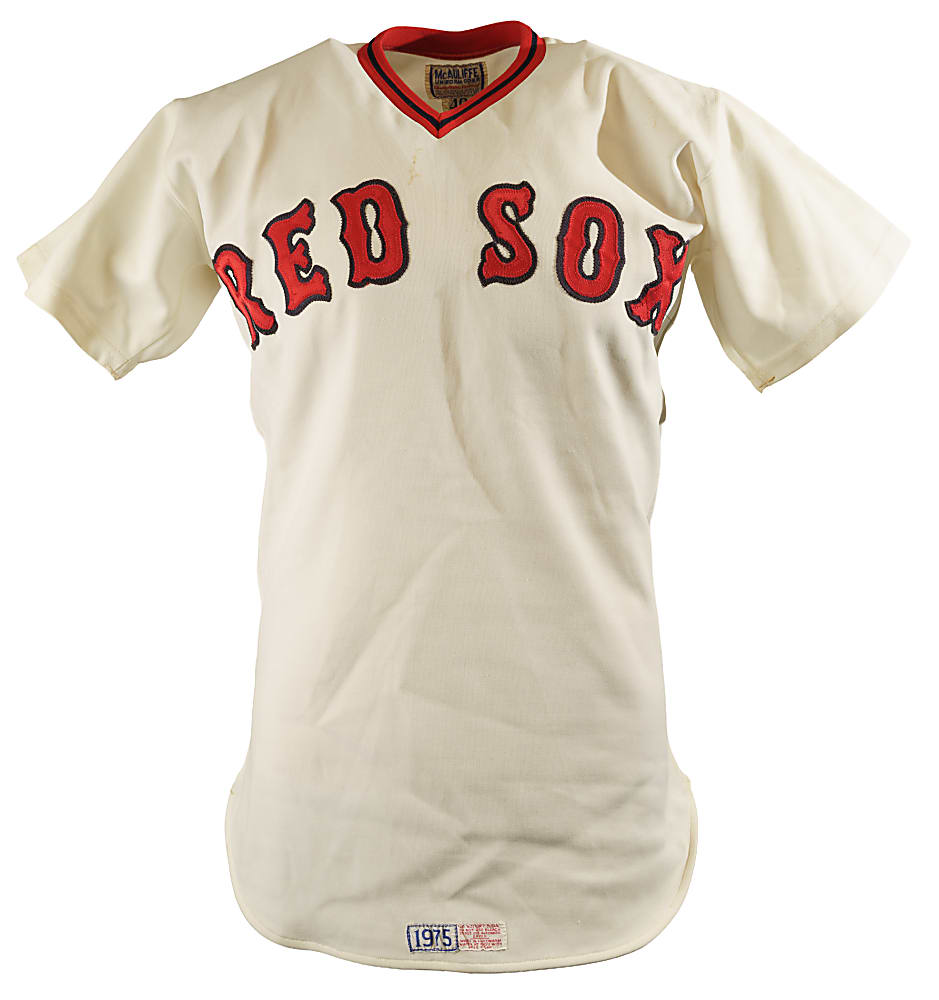 1975 to 1977 Boston Red Sox Game-Used Home and Road Jersey Collection (4) Including Blackwell, Drago, Heise, and Montgomery