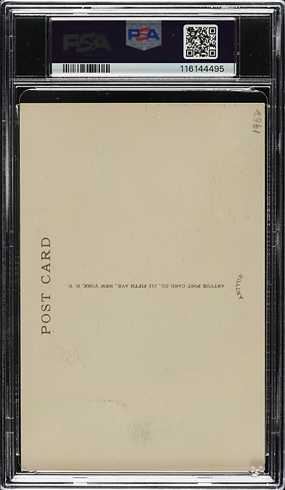 Signed 1956-1963 Artvue (Type 2) Black-and-White Hall of Fame Postcard Jackie Robinson PSA/DNA NM-MT 8