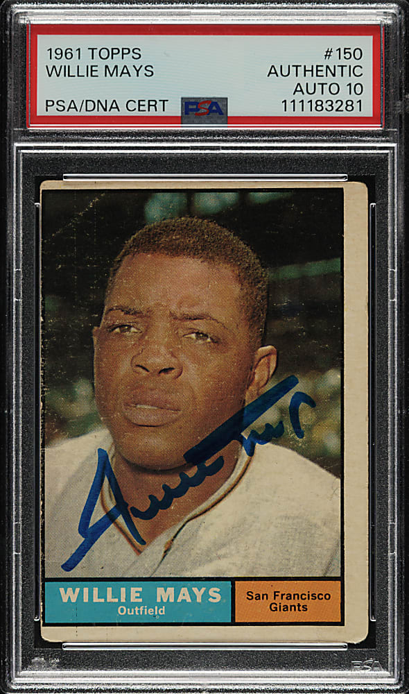 Signed 1961 Topps #150 Willie Mays PSA/DNA GEM MINT 10