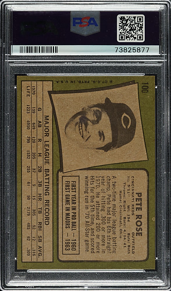 1971 Topps #100 Pete Rose PSA MINT 9
