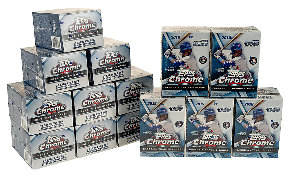 2019 Topps Chrome Factory-Sealed Unopened Blaster Box Collection (14 Boxes, 112 Packs) Plus Original Case