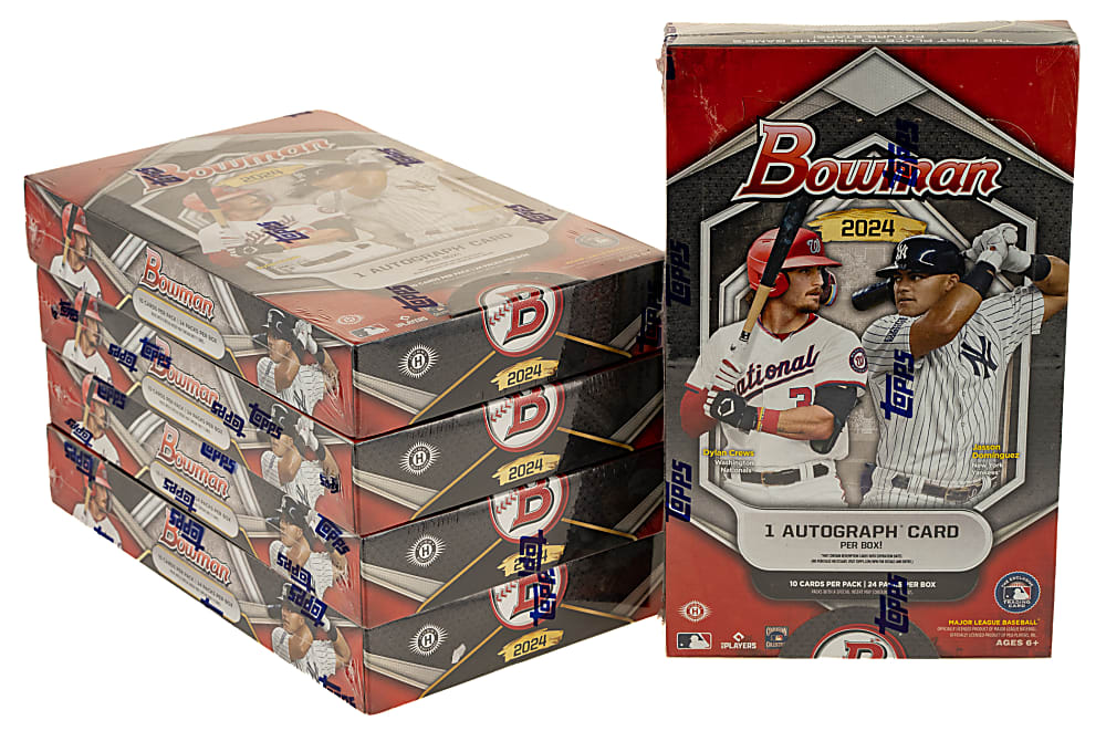 2024 Bowman Factory-Sealed Unopened Hobby Box Collection (5 Boxes, 120 Packs) - Pete Crow-Armstrong, Junior Caminero, and Yoshinobu Yamamoto Rookie Year