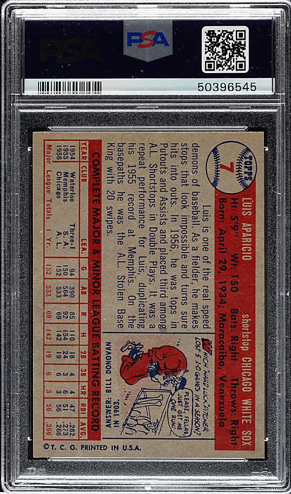 1957 Topps #7 Luis Aparicio PSA NM-MT 8