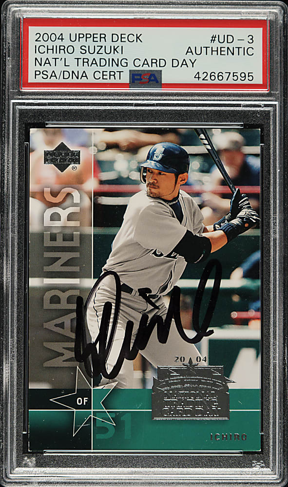 Signed 2004 Upper Deck National Trading Card Day #UP-3 Ichiro Suzuki - PSA/DNA