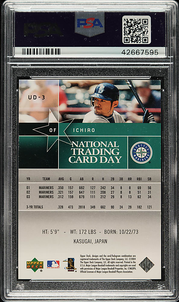 Signed 2004 Upper Deck National Trading Card Day #UP-3 Ichiro Suzuki - PSA/DNA