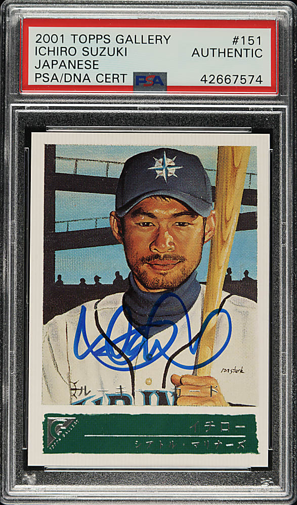 Signed 2001 Topps Gallery #151 Ichiro Suzuki Japanese - PSA/DNA