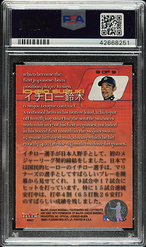 Signed 2001 Fleer All-Star FanFest Redemption #3 Ichiro Suzuki - PSA/DNA