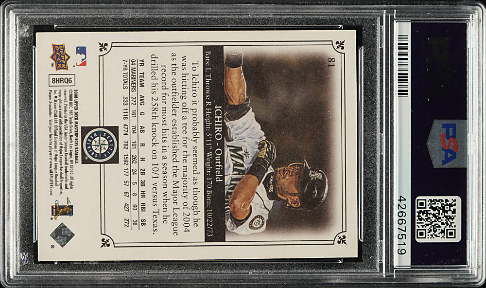 Signed 2008 Upper Deck Masterpieces #81 Ichiro Suzuki - PSA/DNA