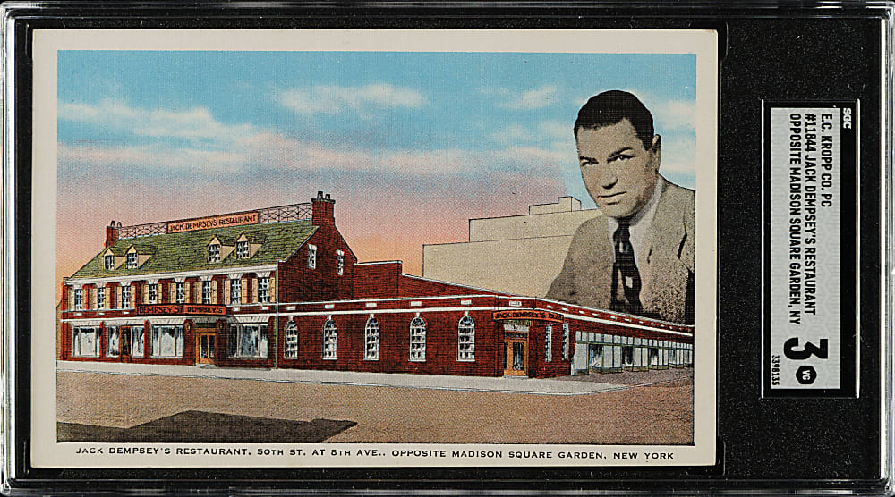 Circa 1913 E. C. Kropp Co. Jack Dempsey's Restaurant Postcard SGC VG 3