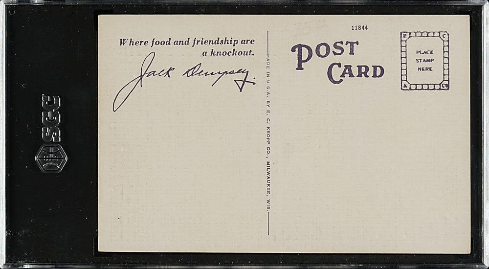 Circa 1913 E. C. Kropp Co. Jack Dempsey's Restaurant Postcard SGC VG 3