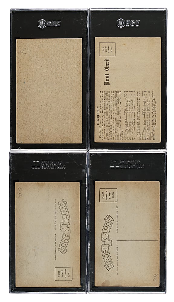 1920s Exhibits Boxing SGC-Graded Collection (4): Jack Dempsey, Gene Tunney, Leo Lomski, and Paulino Uzcudun