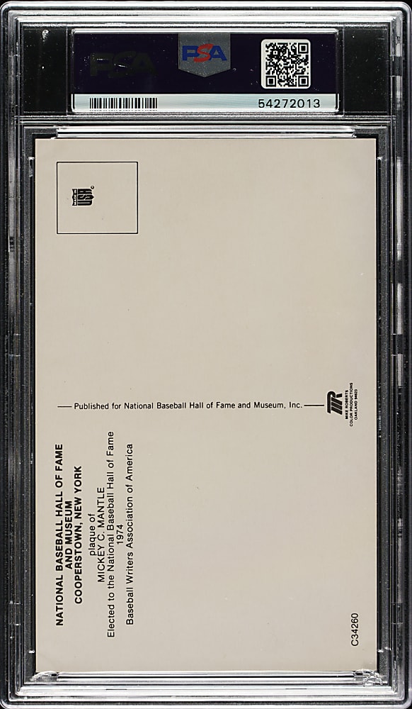 Mickey Mantle Signed Yellow Hall of Fame Postcard - PSA/DNA