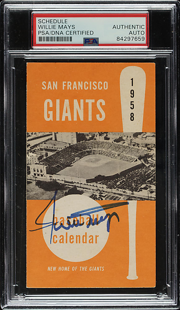 Willie Mays Signed 1958 San Francisco Giants Schedule - PSA/DNA