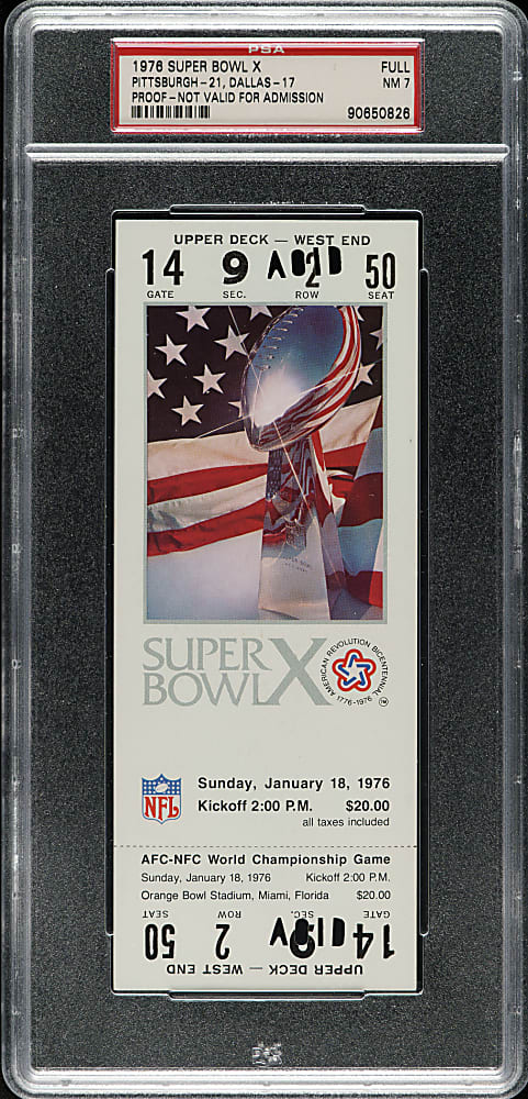 1976 Super Bowl X Full Proof Ticket PSA NM 7 - MVP Lynn Swann