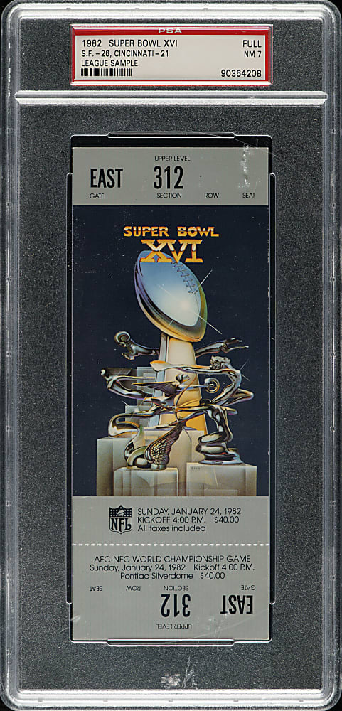 1982 Super Bowl XVI Full Proof Ticket PSA NM 7 - MVP Joe Montana