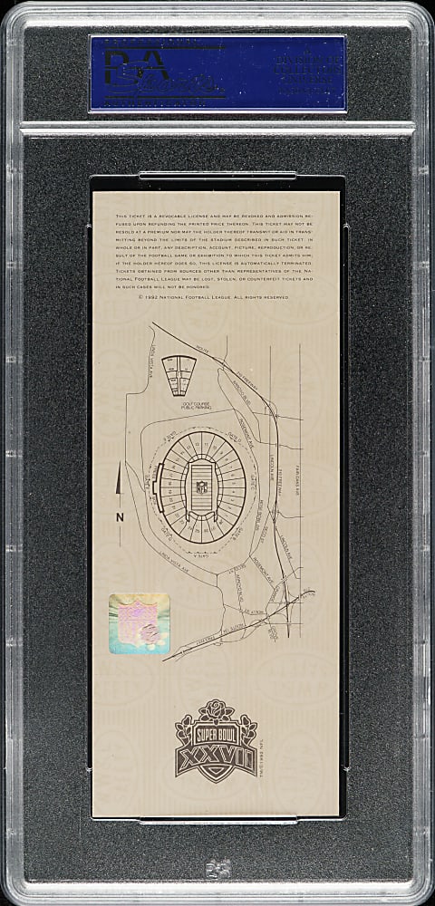 1993 Super Bowl XXVII Full Ticket PSA GEM MINT 10 - MVP Troy Aikman