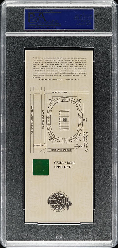 1994 Super Bowl XXVIII Full Ticket PSA GEM MINT 10 - Orange Variation - MVP Emmitt Smith