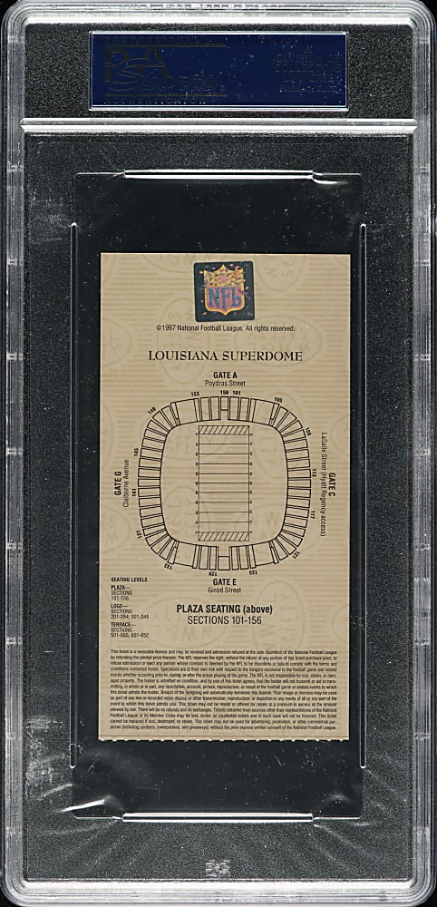1997 Super Bowl XXXI Ticket Stub PSA NM-MT 8 - Gold Variation - MVP Desmond Howard