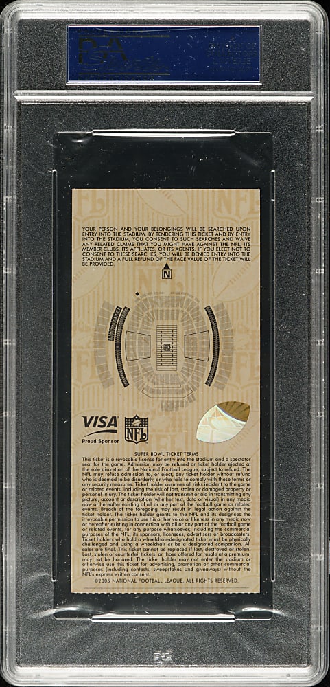 2005 Super Bowl XXXIX Ticket Stub PSA MINT 9 - Purple Variation - MVP Deion Branch