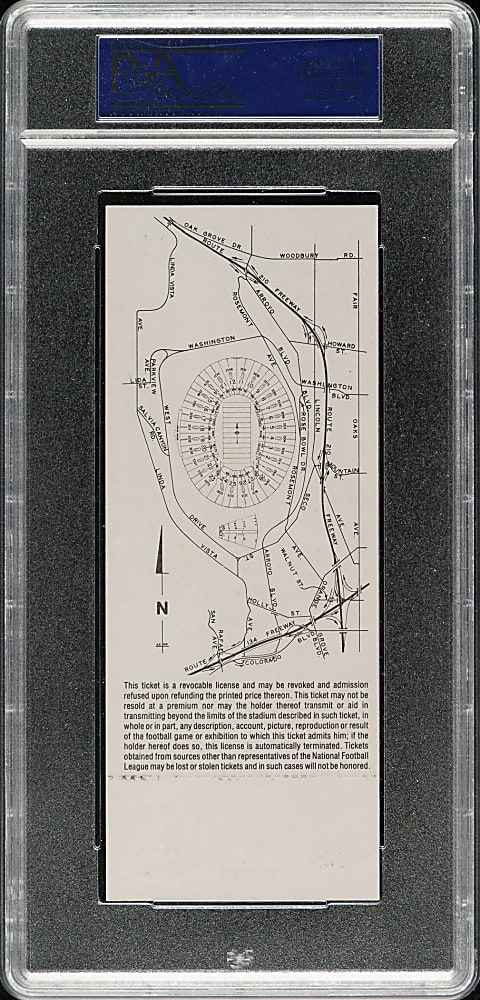 1977 Super Bowl XI Full Ticket PSA NM 7 - MVP Fred Biletnikoff