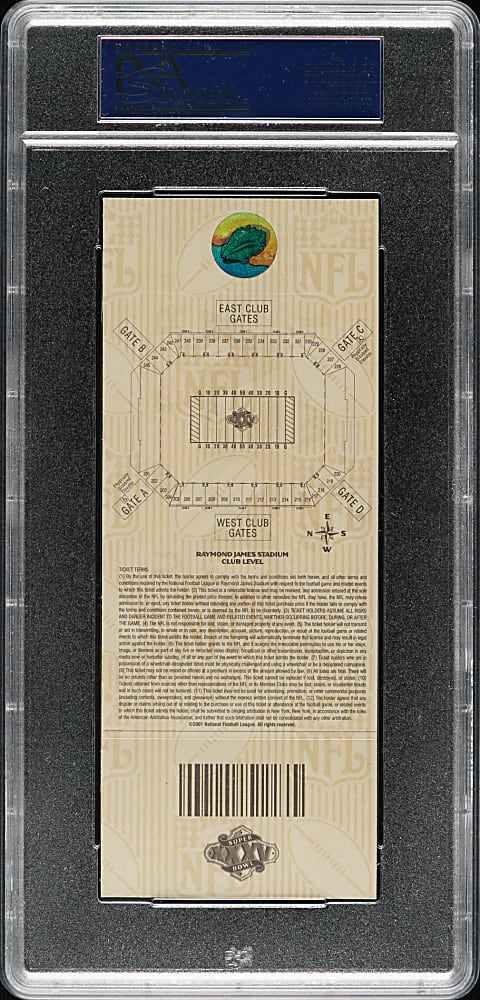 2001 Super Bowl XXXV Full Ticket PSA MINT 9 - Blue Variation - MVP Ray Lewis