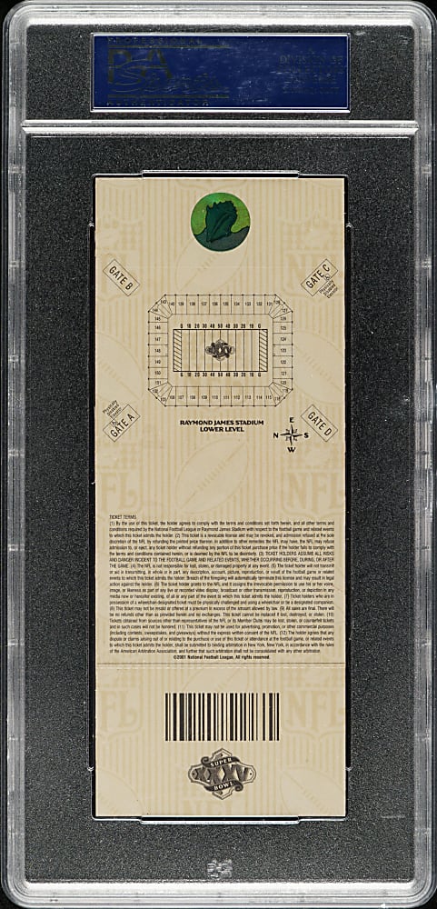 2001 Super Bowl XXXV Full Ticket PSA MINT 9 - Orange Variation - MVP Ray Lewis