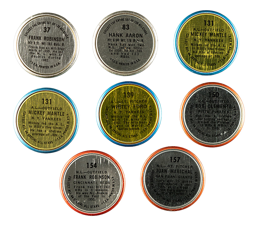 1964 Topps Coins Hall of Fame Collection (8) Including Mickey Mantle, Whitey Ford and Frank Robinson