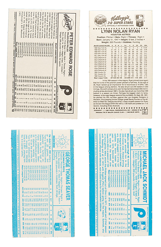 1980 to 1983 Kellogg's Complete Set Trio (3 Sets, 184 Cards)