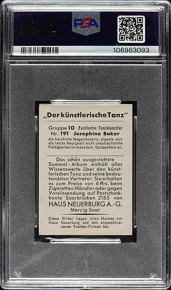 1933 Haus Neuerburg Der Kunstlerisch Tanz #191 Josephine Baker PSA GOOD 2