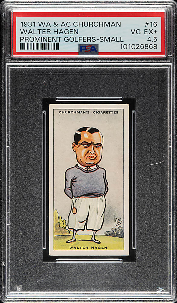 1931 W. A. & A. C. Churchman "Prominent Golfers" (Small) #16 Walter Hagen PSA VG-EX+ 4.5