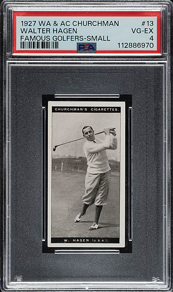1927 W. A. & A. C. Churchman "Famous Golfers" (Small) #13 Walter Hagen PSA VG-EX 4