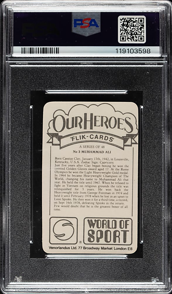 1979 Venorlandus Boxing #3 Muhammad Ali PSA MINT 9