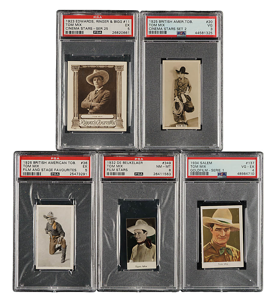 1923 to 1934 British American Tobacco, Salem, and De Beukelaer Tom Mix PSA-Graded Collection (5)