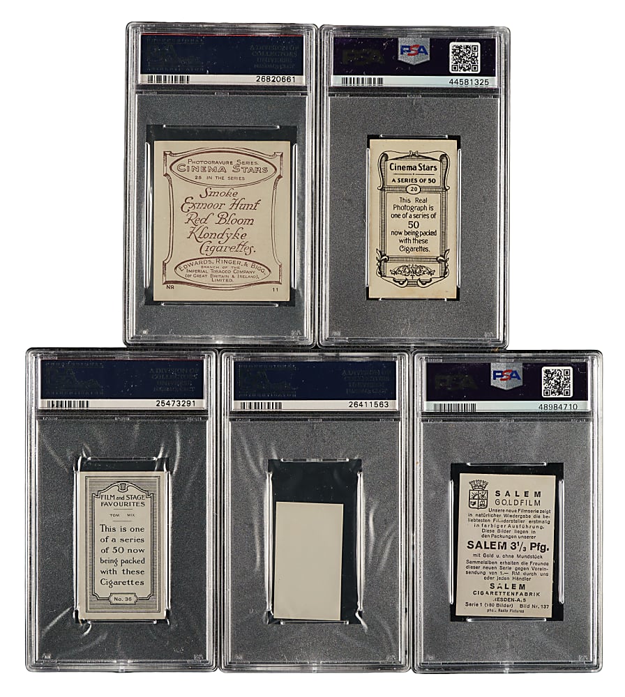 1923 to 1934 British American Tobacco, Salem, and De Beukelaer Tom Mix PSA-Graded Collection (5)
