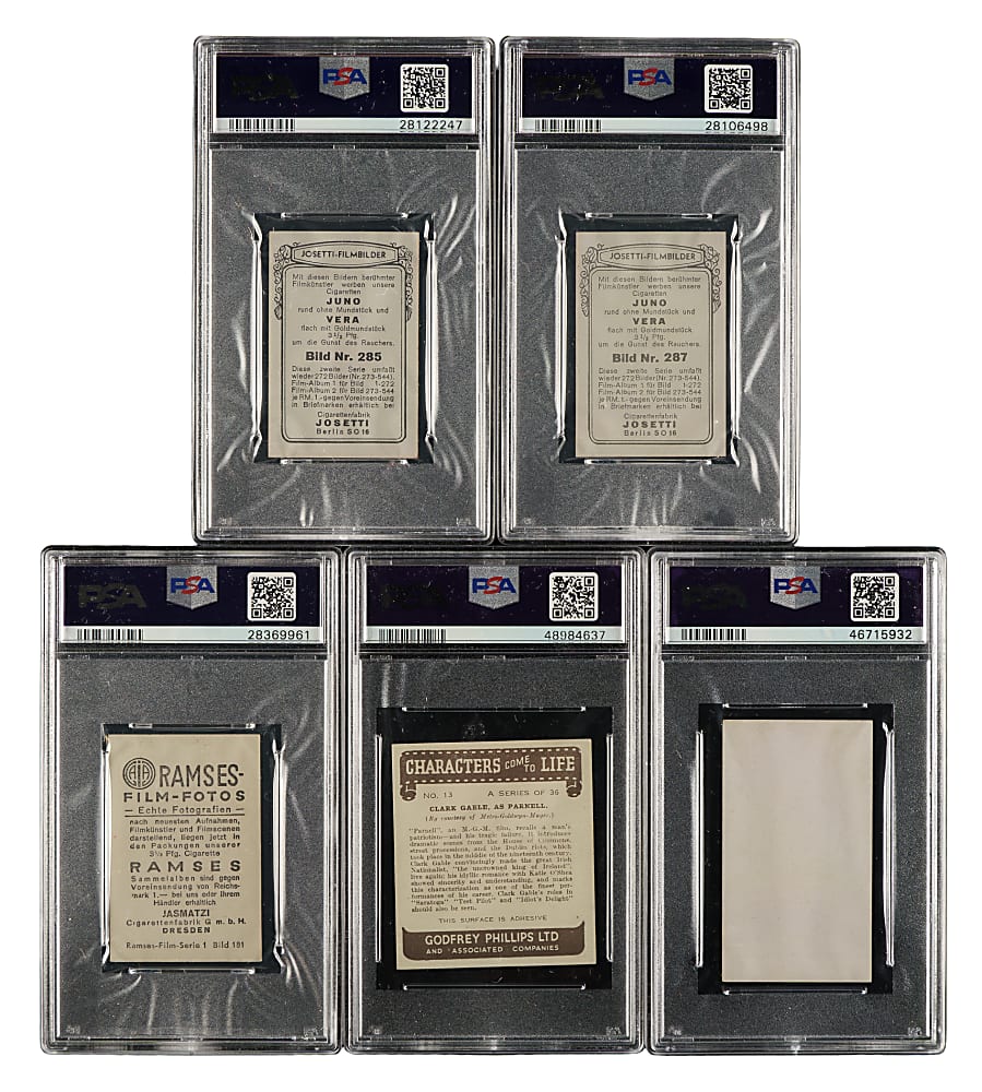 1931 to 1939 Josetti, Jasmatzi, and Godfrey Phillips Clark Gable PSA-Graded Collection (5)