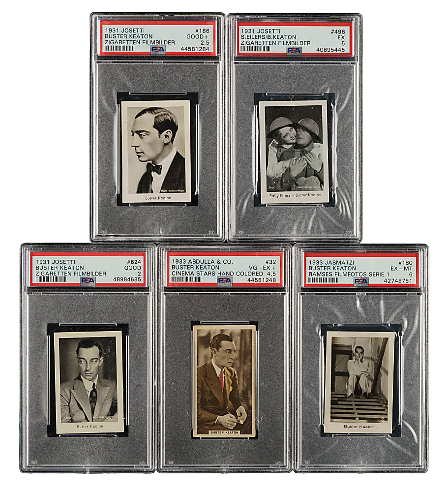 1931 to 1933 Josetti, Abdulla & Co., and Jasmatzi Buster Keaton PSA-Graded Collection (5)