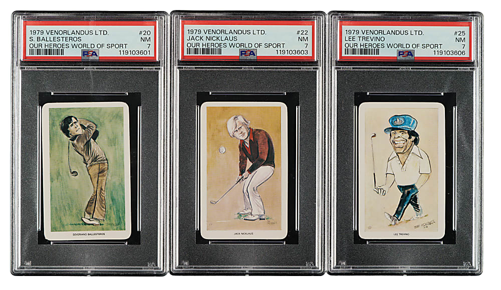 1979 Venorlandus Golf PSA NM 7 Trio: Severiano Ballesteros, Lee Trevino, and Jack Nicklaus