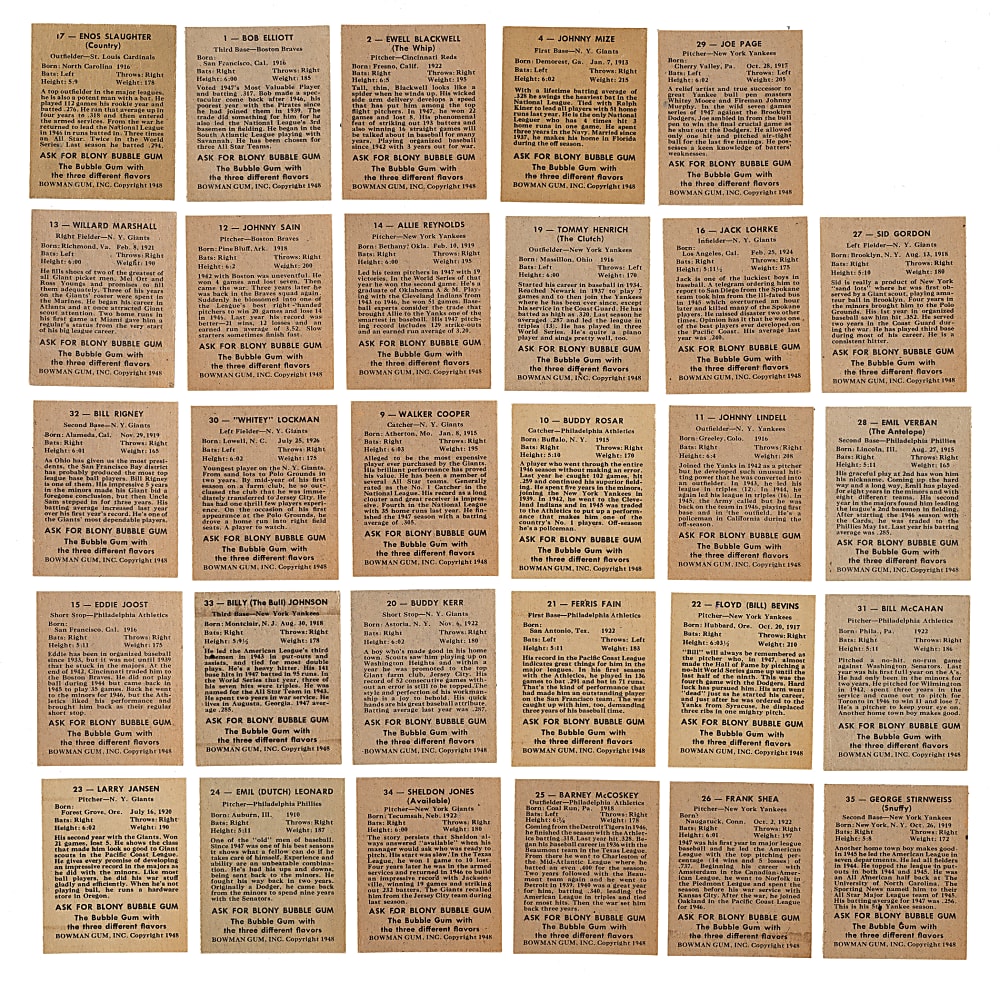 1948 Bowman Partial Set (33/48)