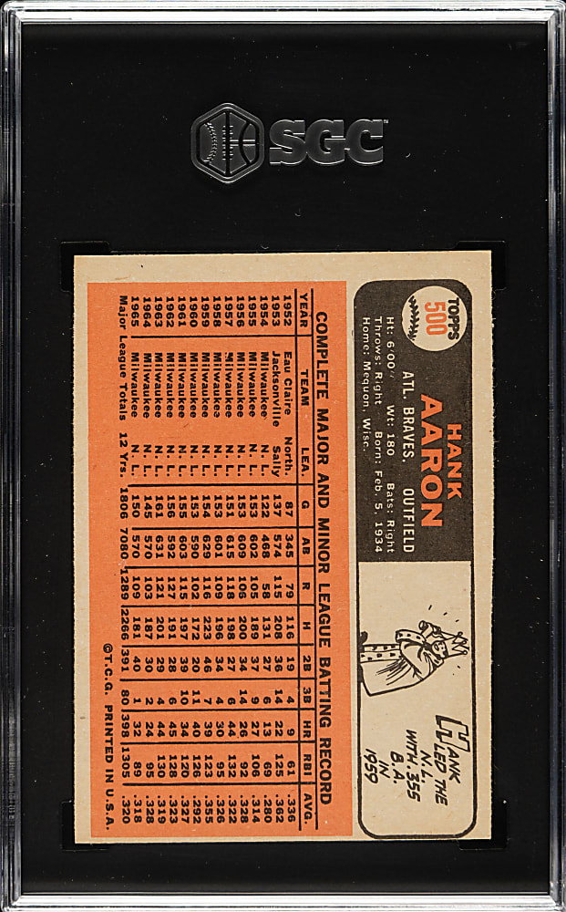 1966 Topps #500 Hank Aaron SGC EX 5