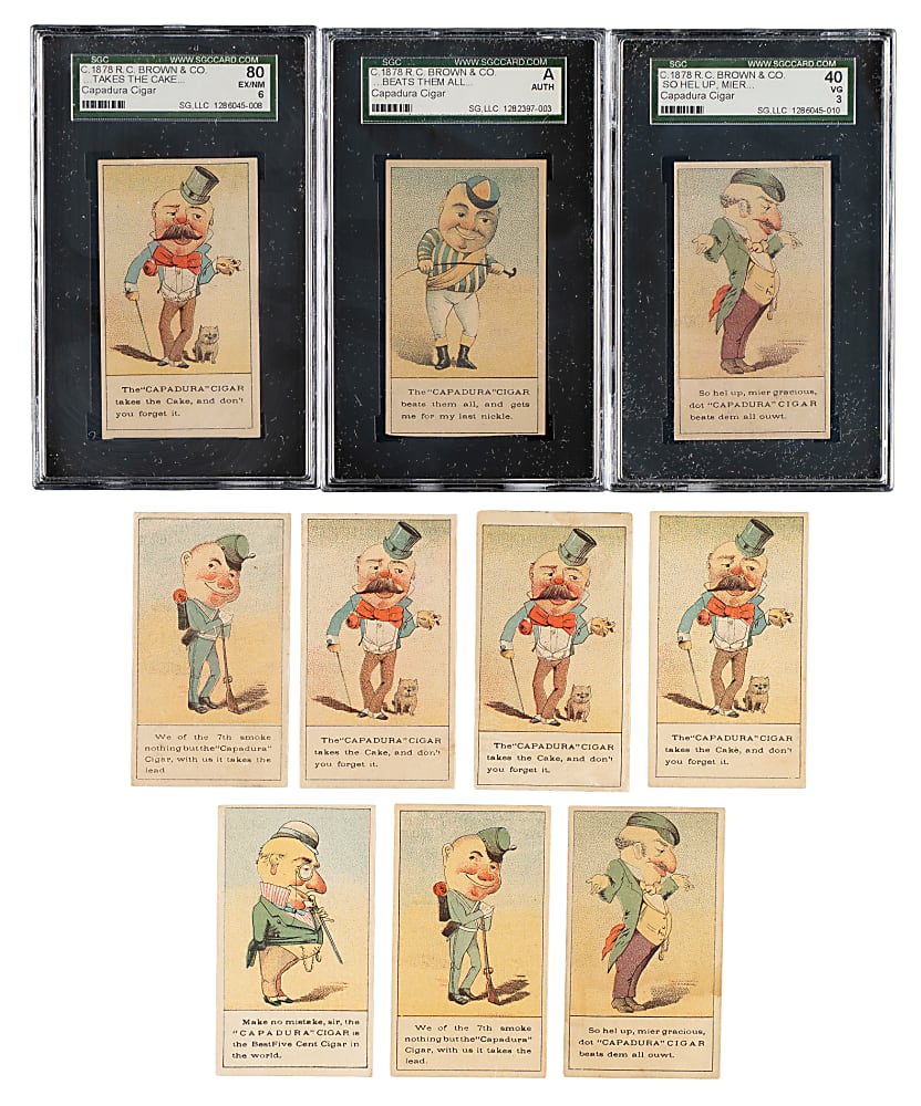 Circa 1878 R.C. Brown & Co. Capadura Cigar Collection (14) Including Seven SGC-Graded Cards
